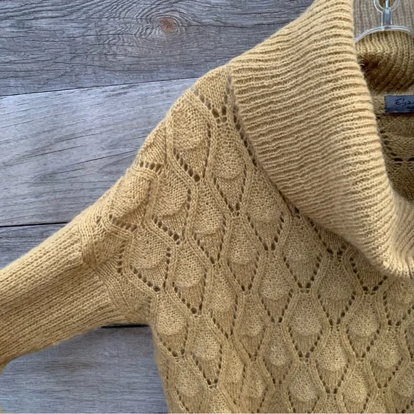 Elsamanda Anthropologie Cowl Neck Sweater Womens M Mohair Textured Sheer Italy - Picture 4 of 16